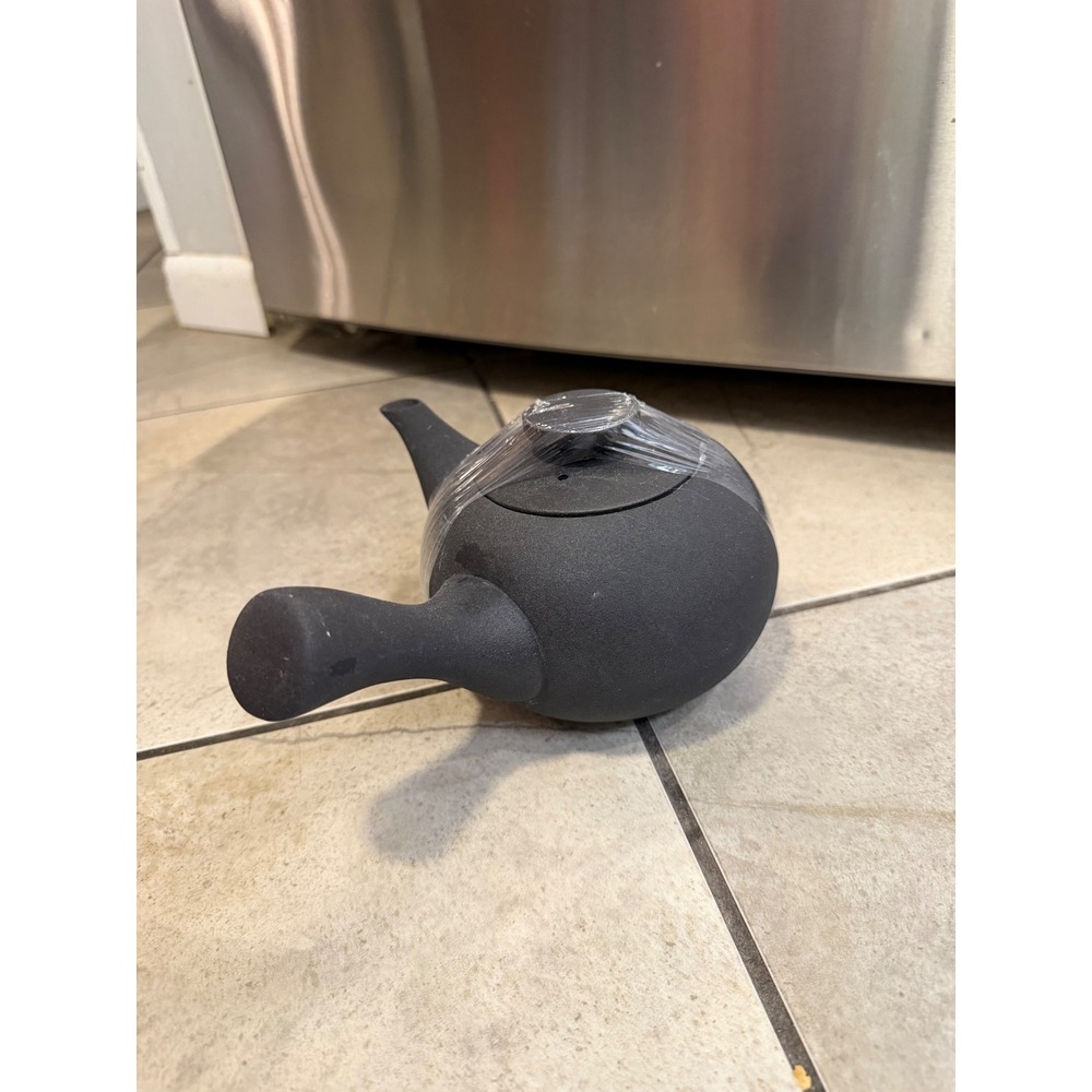 Teavana Matte Black Stoneware Kyusu Teapot & 4Cup Set Side Handle Japanese Style